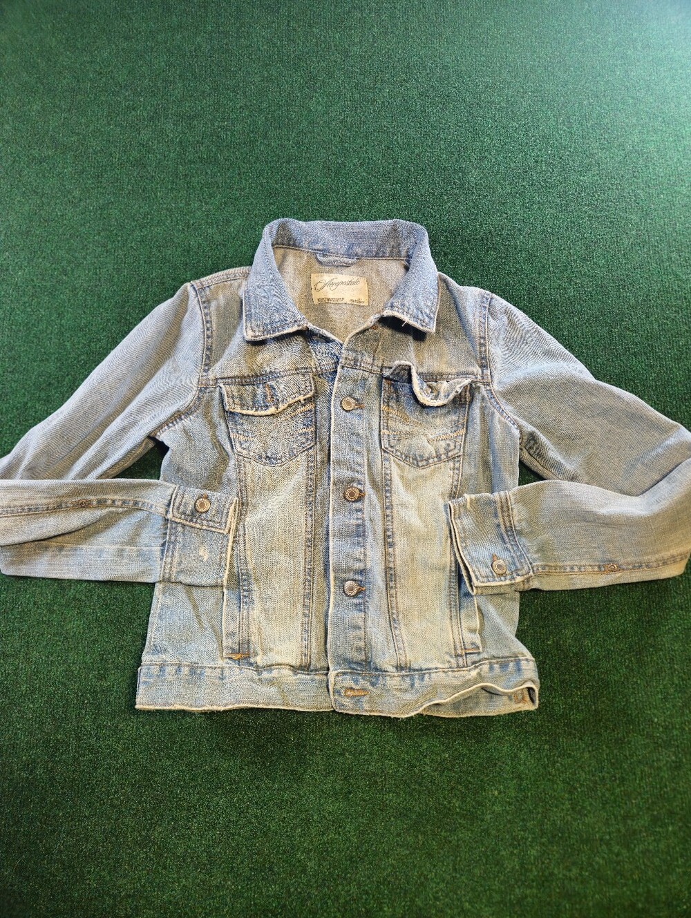 Y2K Aeropostale Distressed Womans Size M Denim Trucker Jacket